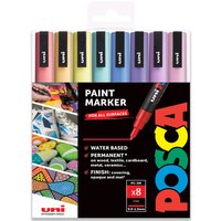 Wallet of 8 POSCA PC-3M Paint Marker Art Pen Bullet Nib - Pastel / Pastel
