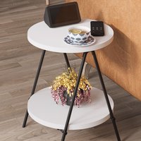 FWStyle Small Round 2 Tier Side Table Scratch Resistant - Painted White