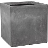 Cement Fibrecotta Cube Garden Pot Planter - Grey / 27l