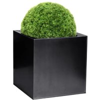 Black Galvanised Zinc Cube Outdoor Planter - Black / 125l