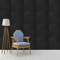 12-Piece Self-Adhesive Felt Sound Absorbing Panels - Black
