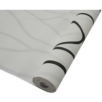 Livingandhome Non-Woven Line Pattern Wallpaper Roll - Black + White