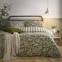 Skandi Woodland Brushed Cotton Duvet Cover Set - Thyme Green / King