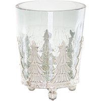 Crackled Christmas Tree Candle Holder3 - Silver