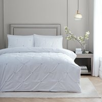 Elysia Pinch Pleat Embroidered Duvet Cover Set - Black / King