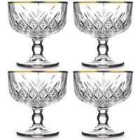 Ice Cream Sundae Footed Cups with Gold Rim - Clear / 4