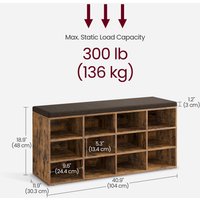 Shoe Storage Bench with Cushion - Bronze / 104cm