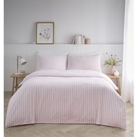 Pencil Stripe Duvet Cover Set - Pink / Superking