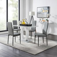 Giovani Grey Dining Table With Four Milan Black Leg Chairs - Grey