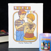 Rainy Day Fun Canvas Plaque by Steven Rhodes, 19x25cm, Retro Gift - Blue