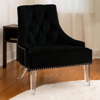 Clarence Button Tufted Black Velvet Chair - Black