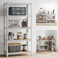 SONGMICS Heavy-Duty 5-Tier Shelving Unit, Adjustable Storage Shelf - Silver / 180cm / 2