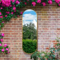 MirrorOutlet The Vultus Metal Framed Double Arched Garden Wall Mirror - Gold / 180cm