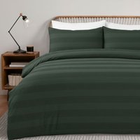Waffle Stripe Duvet Cover Set Soft Polycotton Blend - Turquoise - Turquoise / King