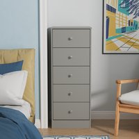 Padstow Ready Assembled 5 Drawer Bedside Cabinet - Uniform Grey & Dusk Grey