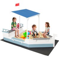 Pirate Ship Sandbox with Canopy - White