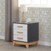 Cleveland 3 Drawer Bedside - Grey and White
