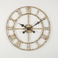 Weathered Cut Out Wall Clock - Rusty cream distress