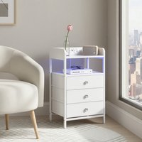 Yaheetech Bedside Table with Charging Station - White / 12.2kg