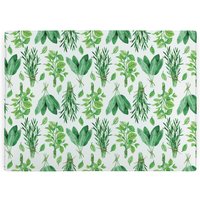 Kitchen Herbs Green Glass Chopping Board - Rectangular Large Worktop Protector - Green