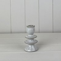 KDMD Grey Petite Glazed Ceramic Candle Holder with Textured Detail - 11mm