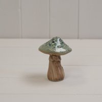 KDMD Sage & Grey Whimsical Ceramic Mushroom in Pale Green