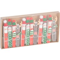 , Set of Twelve Christmas Character Pegs , Set of Twelve Christmas Character Pegs