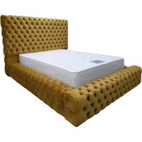 Simply Envisage, Sophia Upholstered Plush Velvet Bed Frame - Yellow / Superking Simply Envisage, Sophia Upholstered Plush Velvet Bed Frame - Yellow / Superking