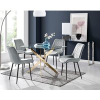 FurnitureboxUK, Leonardo Dining Table With Four Pesaro Black Leg Chairs - Grey FurnitureboxUK, Leonardo Dining Table With Four Pesaro Black Leg Chairs - Grey