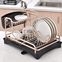 2 Tier Dish Drying Drainer Rack - Rose Gold
