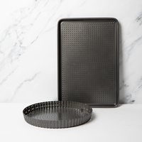 2pc Crusty Bake Non-Stick Bakeware Set for Flans and Cookies - Black
