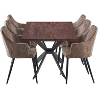 Zarah Blaze LUX Dining Set with a Table and 6 Chairs - Light Brown