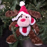 Sitting Christmas Reindeer with Hat and Scarf - Cream