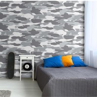Army Camo Wallpaper - Black/Grey