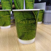 100 x REAL ECO 12oz Double Wall Fully Biodegradible Disposable Paper Cups - Green