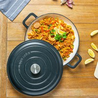 Pack of 2 Shallow Cast Iron Casserole Dishes - Matt Black