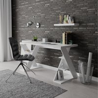 Papillon Modern Desk With Bookshelf Legs - White