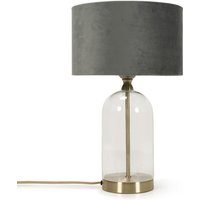 Jessy Glass Table Lamp - Gold / Grey Velvet Shade