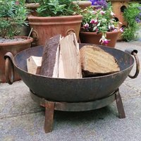 BBQ Fire Pit Kadai Steel Karai Bowl - Brown / 35kg