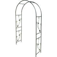 Metal Weatherbury Leaf Scroll Arch Garden Arch - Black