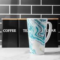 Blue Marble Latte Mug - Blue