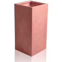 Terracotta Fibrecotta Tall Cube Planter - Orange / 52l