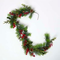 Artificial Winter Woodland and Eucalyptus Garland - Green & Red