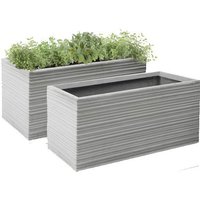 Set of 2 Fibrecotta Berniss Trough Planters - Grey