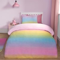 Rainbow Ombre Fleece Duvet Set - Pink / Single