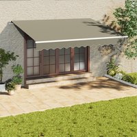 Fabric Retractable Patio Awning - Grey / 400cm