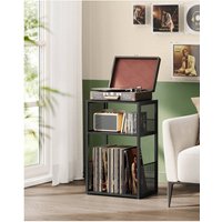 Record Player Stand with Vinyl Storage - Black