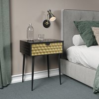 Jupiter Metal 1 Drawer Bedside Table Side Table Unit - Black & Gold