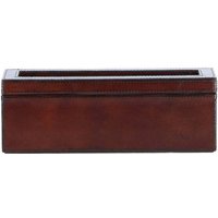 Premium Leather Triple Watch Case with See Through Lid - Chestnut