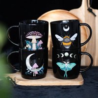 Celestial Forest Mugs Set Of 4 - Black